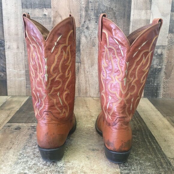 Tony Lama Vintage Brown Smooth Quill Ostrich Cowboy Boots Mens 10.5 D - Picture 8 of 12